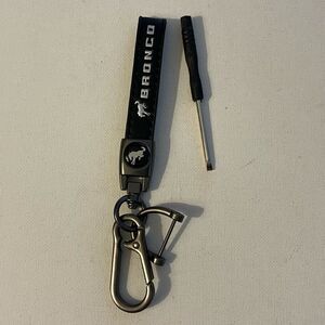 Bronco Key Fob Keychain in Black Leather NWT